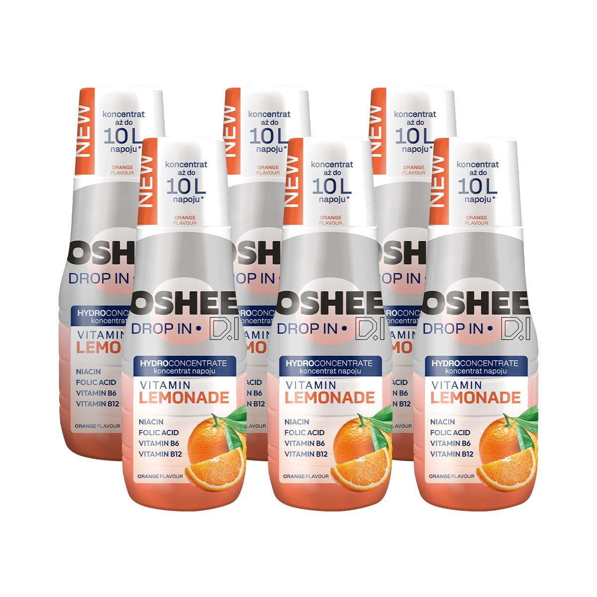 6 x Hydrokoncentrat OSHEE DROP IN - pomarańcza - vitamin lemonade - 500 ml