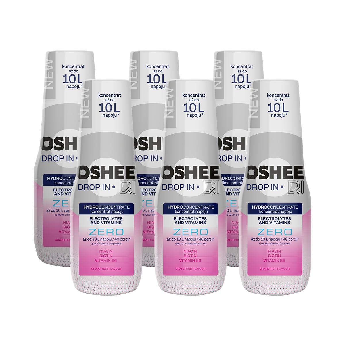 6 x Hydrokoncentrat OSHEE DROP IN ZERO - Grejpfrut - Elektrolity i witaminy - 500 ml
