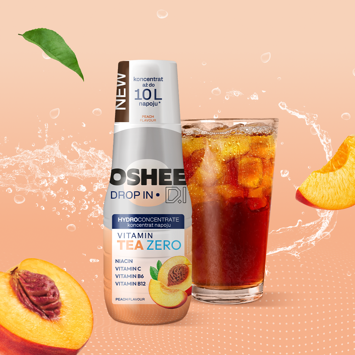 Hydrokoncentrat OSHEE DROP IN ZERO - brzoskwinia - vitamin tea - 500 ml