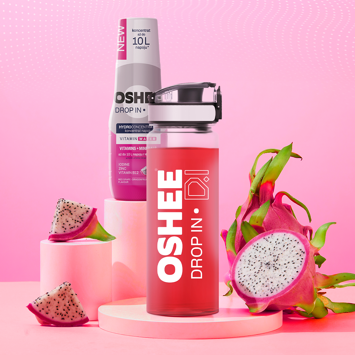 OSHEE DROP IN Hydroconcentrate - Red Grape & Dragon Fruit - Vitamins and Minerals - 500 ml