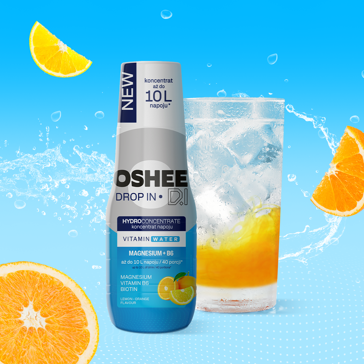 OSHEE DROP IN Hydroconcentrate - Lemon & Orange - Vitamins and Magnesium – 500 ml
