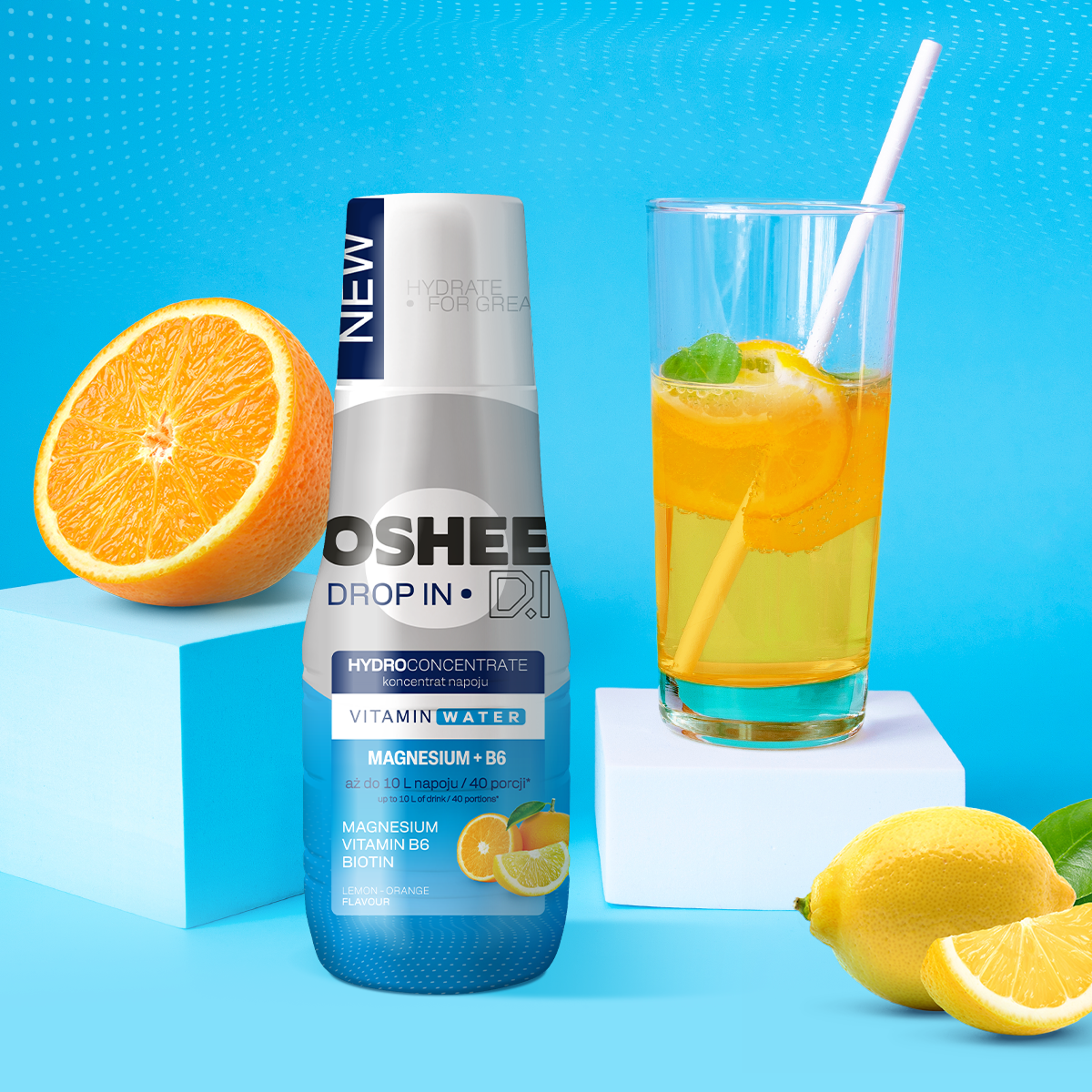 Hydrokoncentrat OSHEE DROP IN Cytryna-Pomarańcza - Witaminy i magnez - 500 ml
