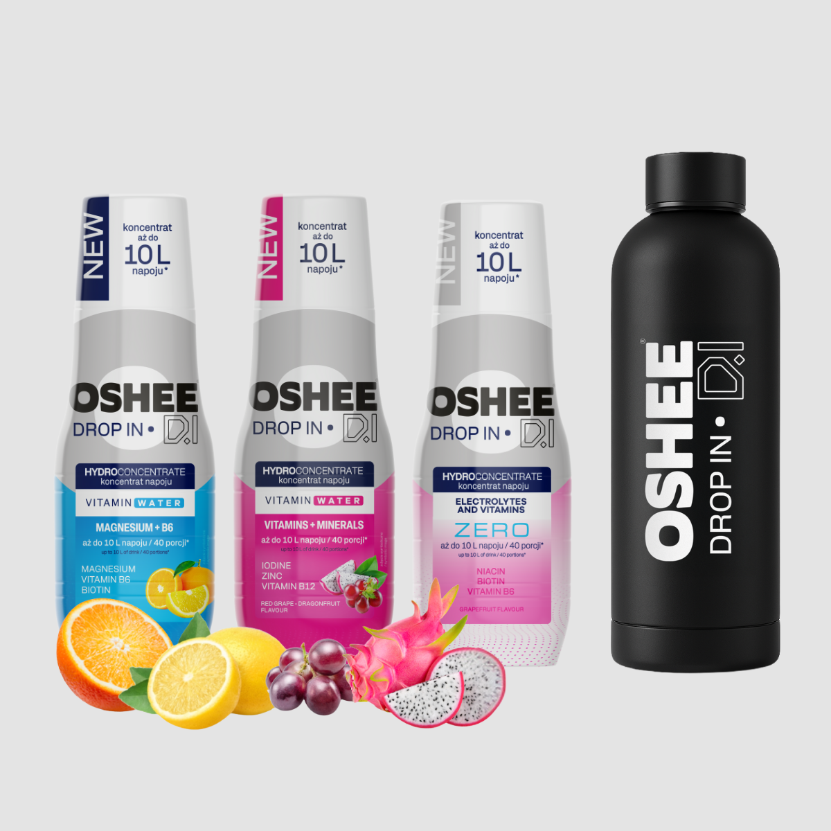 Hydration Starter Pack - MIX 3 + Czarna butelka termiczna 500 ml