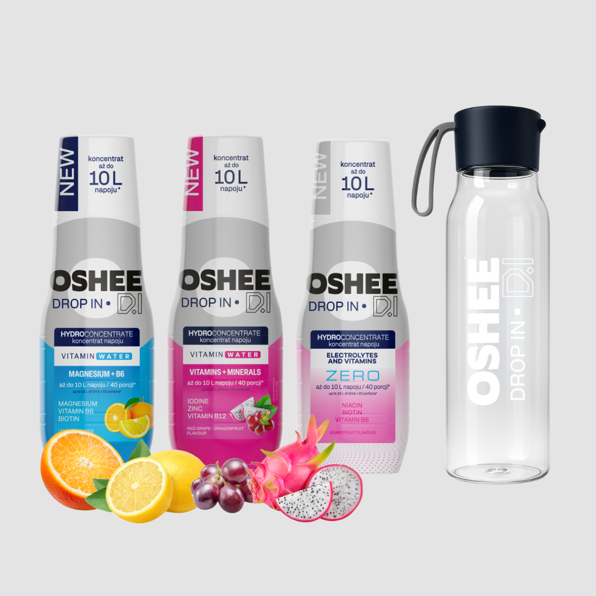 Hydration Starter Pack - MIX 3 + Butelka przeźroczysta 550 ml z wytrzymałego tritanu