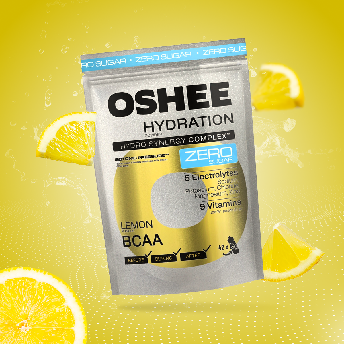 OSHEE Hydration Zero Sugar proszek Lemon BCAA 630 g