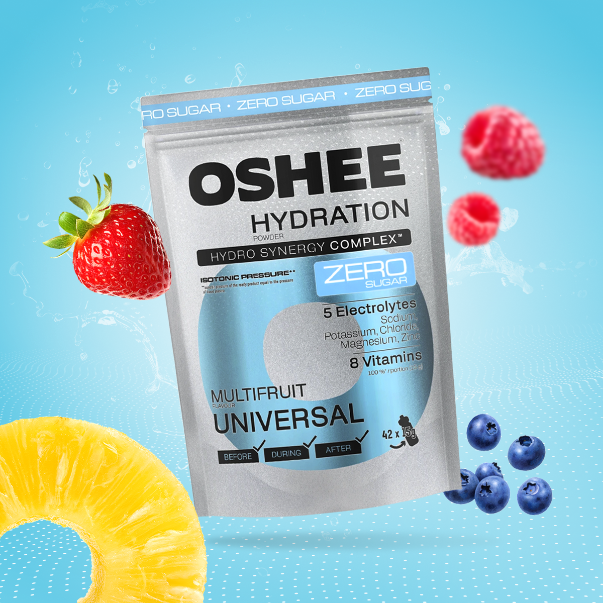 OSHEE Hydration Zero Sugar proszek Multifruit 630 g