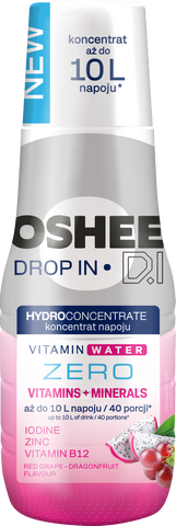 OSHEE DROP IN ZERO Vitamins & Minerals Hydroconcentrate – Red Grape & Dragonfruit – 500 ml 