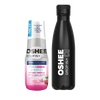 Zestaw Welcome - Hydrokoncentrat OSHEE DROP IN ZERO - czerwone winogrono-smoczy owoc - Witaminy i minerały - 500 ml +  Butelka termiczna ze stali nierdzewnej czarna 500 ml
