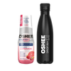 Zestaw Welcome - Hydrokoncentrat OSHEE DROP IN - malina-grejpfrut - Vitamin lemonade - 500 ml +  Butelka termiczna ze stali nierdzewnej czarna 500 ml