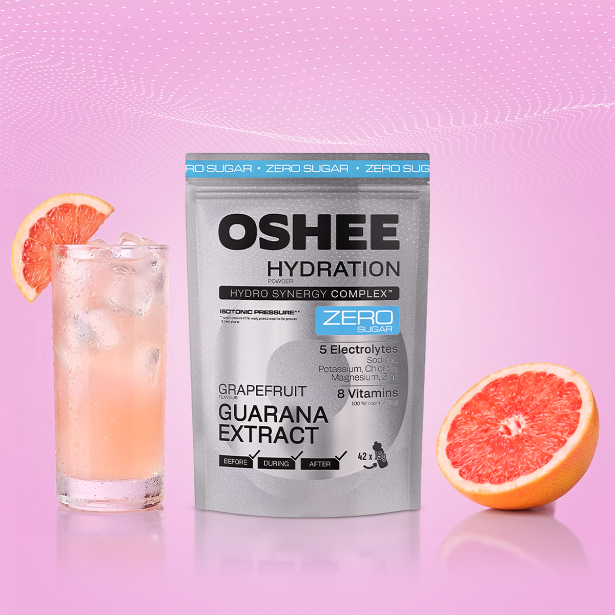 OSHEE Hydration Zero Sugar proszek Grapefruit guarana 630 g