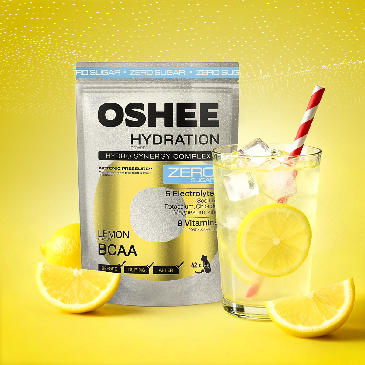 OSHEE Hydration Zero Sugar proszek Lemon BCAA 630 g