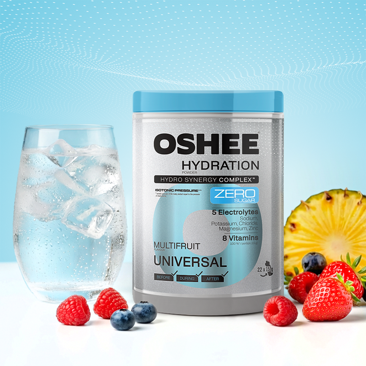 OSHEE Hydration Zero Sugar proszek Multifruit 330 g