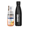 Zestaw Welcome - Hydrokoncentrat OSHEE DROP IN ZERO - brzoskwinia - Vitamin tea - 500 ml + Butelka termiczna ze stali nierdzewnej czarna 500 ml