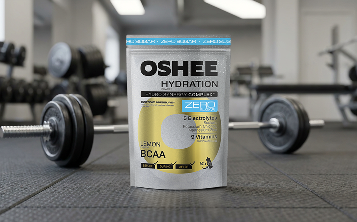 oshee lemon bcaa zero na tle siłowni