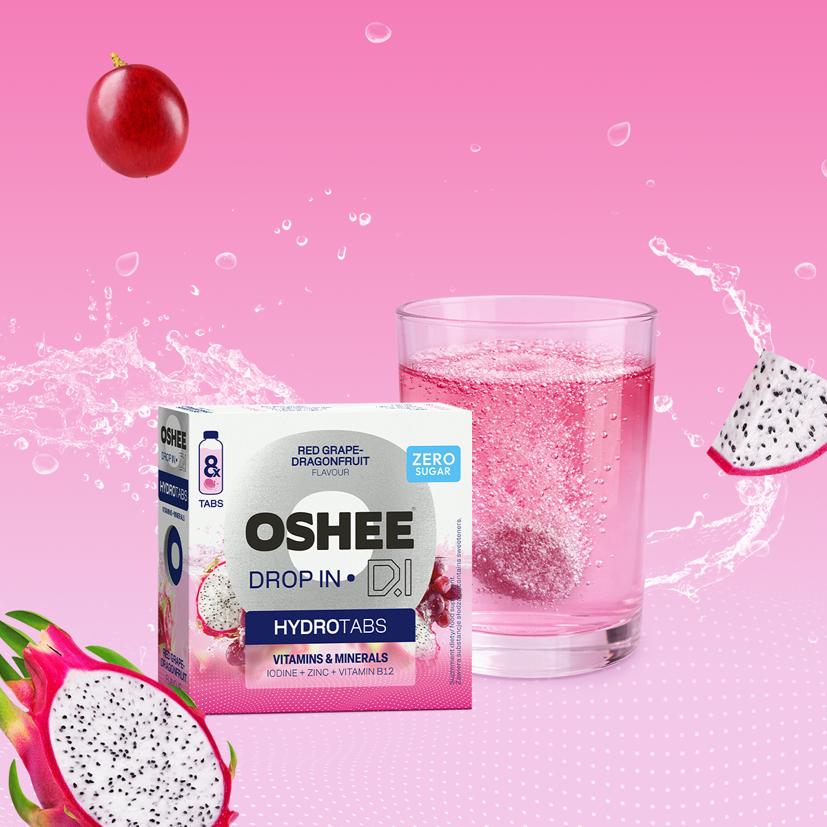 HYDROTABS Vitamins & minerals - Smak czerwone winogrona & smoczy owoc