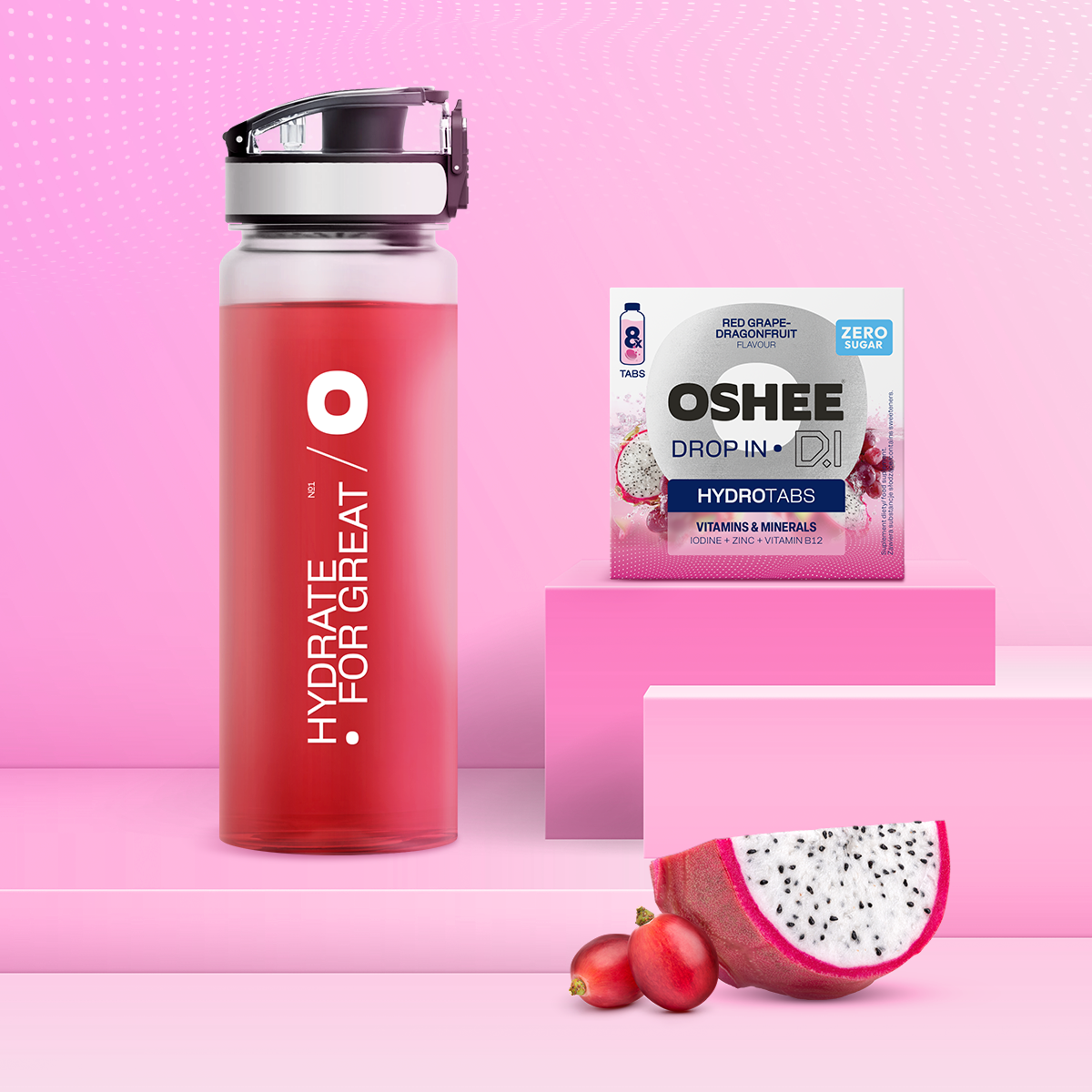 HYDROTABS Vitamins & minerals - Smak czerwone winogrona & smoczy owoc