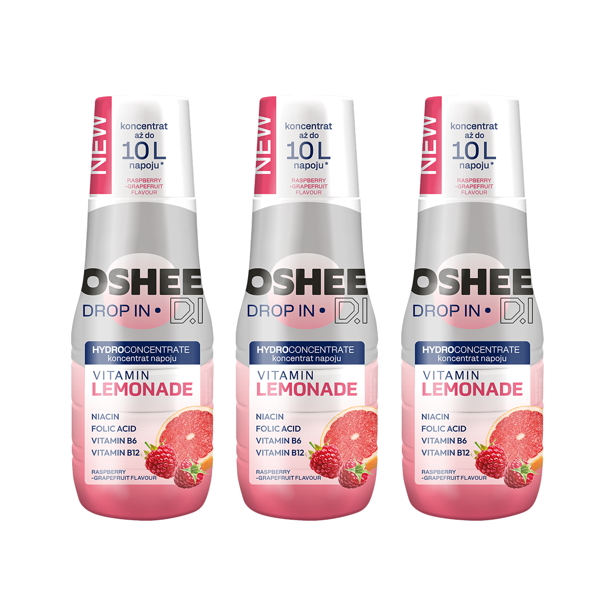 3 x Hydrokoncentrat OSHEE DROP IN - malina– grejpfrut - vitamin lemonade - 500 ml