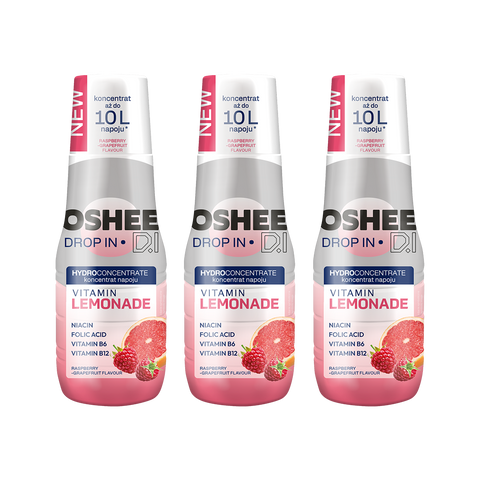 3 x Hydrokoncentrat OSHEE DROP IN - malina– grejpfrut - vitamin lemonade - 500 ml