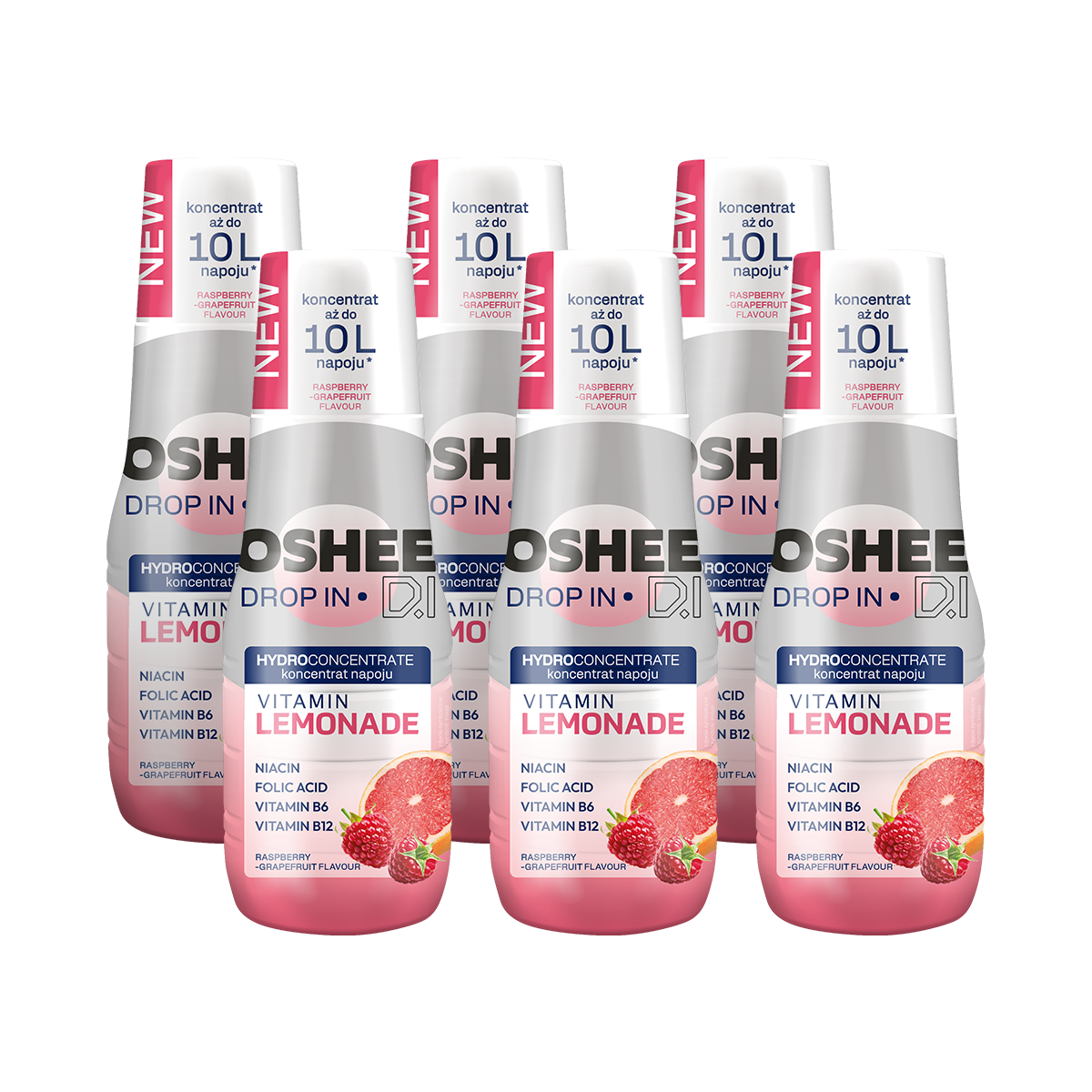 6 x Hydrokoncentrat OSHEE DROP IN - malina– grejpfrut - vitamin lemonade - 500 ml