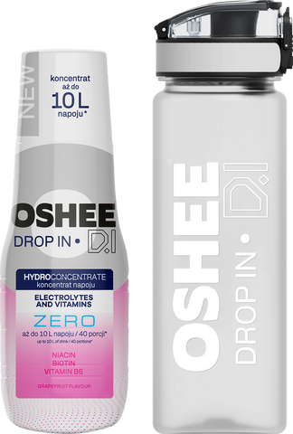 Hydrokoncentrat OSHEE DROP IN ZERO - Grejpfrut - Elektrolity i witaminy - 500 ml + Bidon plastikowy 750 ml tritan