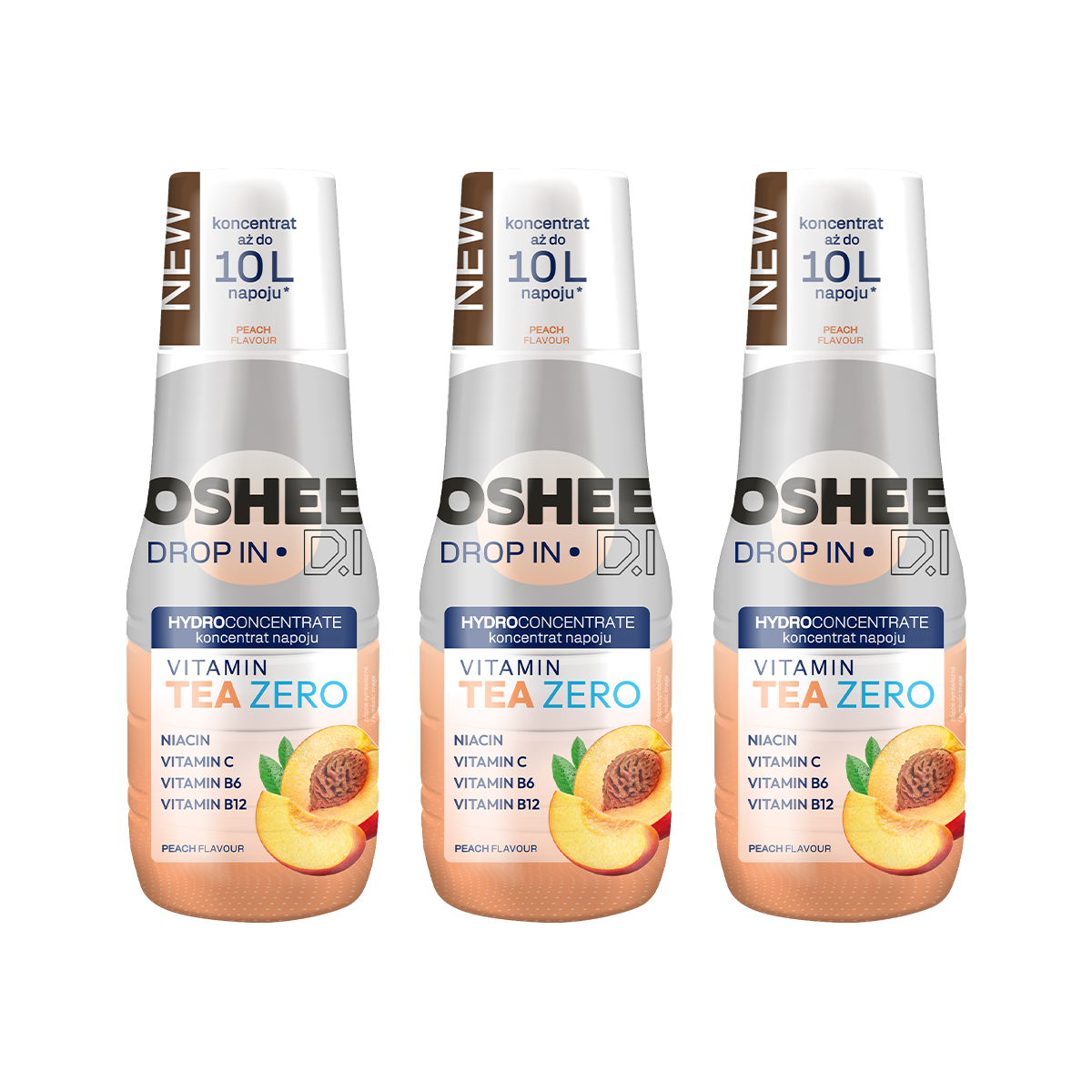 3 x Hydrokoncentrat OSHEE DROP IN ZERO - brzoskwinia - vitamin tea - 500 ml