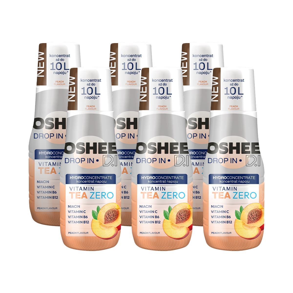 6 x Hydrokoncentrat OSHEE DROP IN ZERO - brzoskwinia - vitamin tea - 500 ml