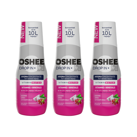 3 x Hydrokoncentrat OSHEE DROP IN - Czerwone winogrono– smoczy owoc - Witaminy i minerały - 500 ml