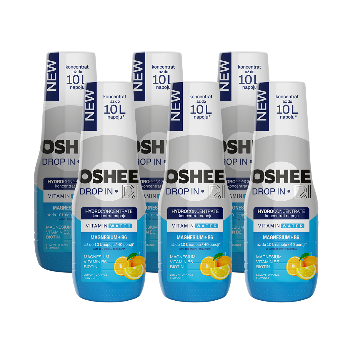 6 x Hydrokoncentrat OSHEE DROP IN Cytryna-Pomarańcza - Witaminy i magnez - 500 ml
