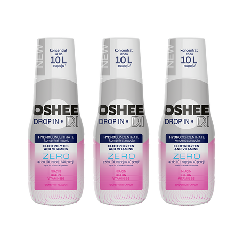 3 x Hydrokoncentrat OSHEE DROP IN ZERO - Grejpfrut - Elektrolity i witaminy - 500 ml