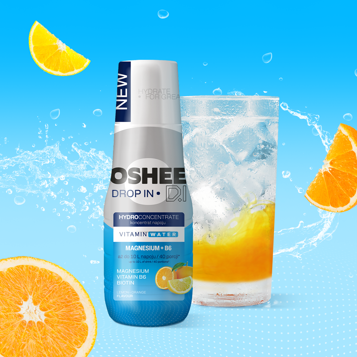 Hydrokoncentrat OSHEE DROP IN Cytryna-Pomarańcza - Witaminy i magnez - 500 ml