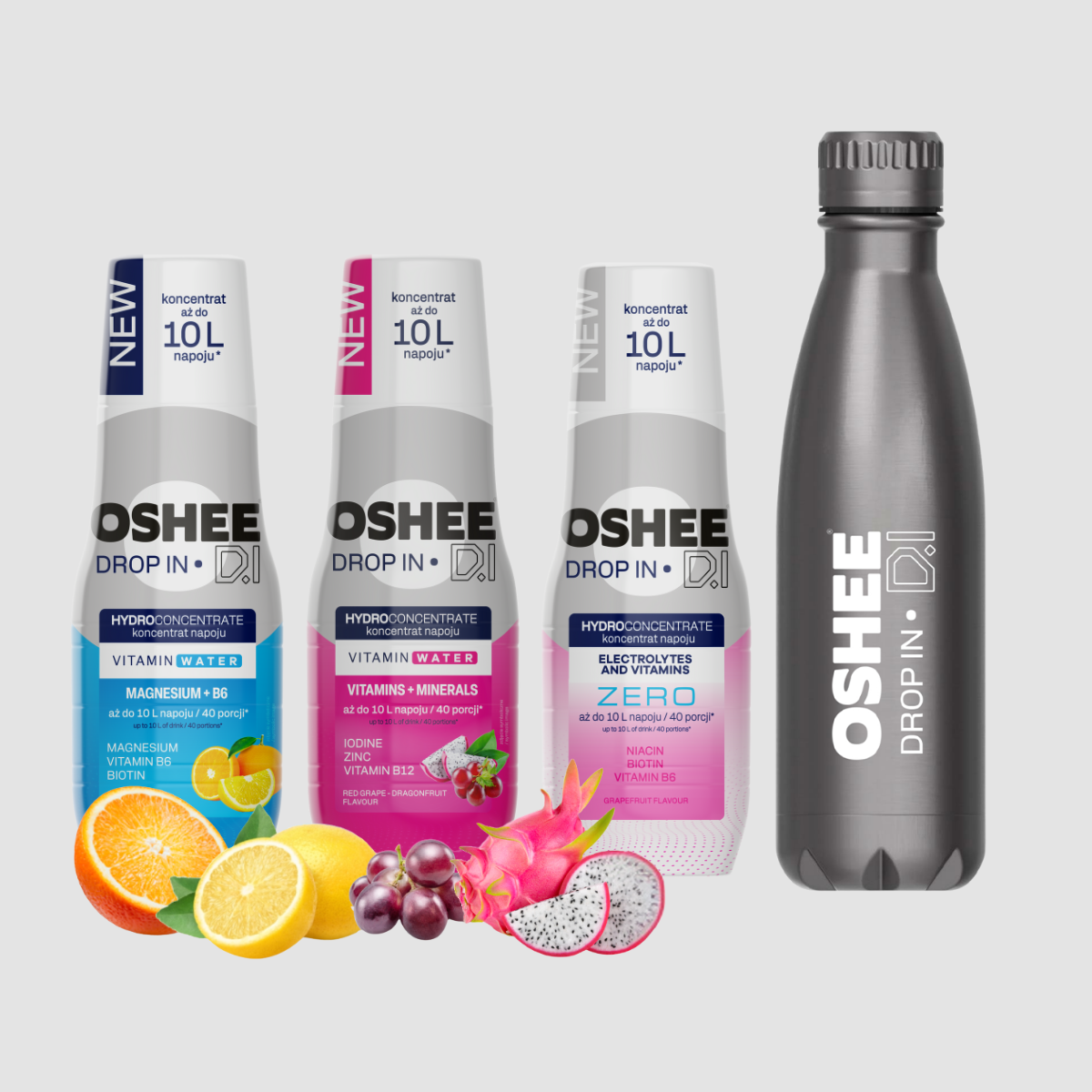 Hydration Starter Pack  - MIX 3 + Butelka termiczna ze stali nierdzewnej srebrna 500 ml